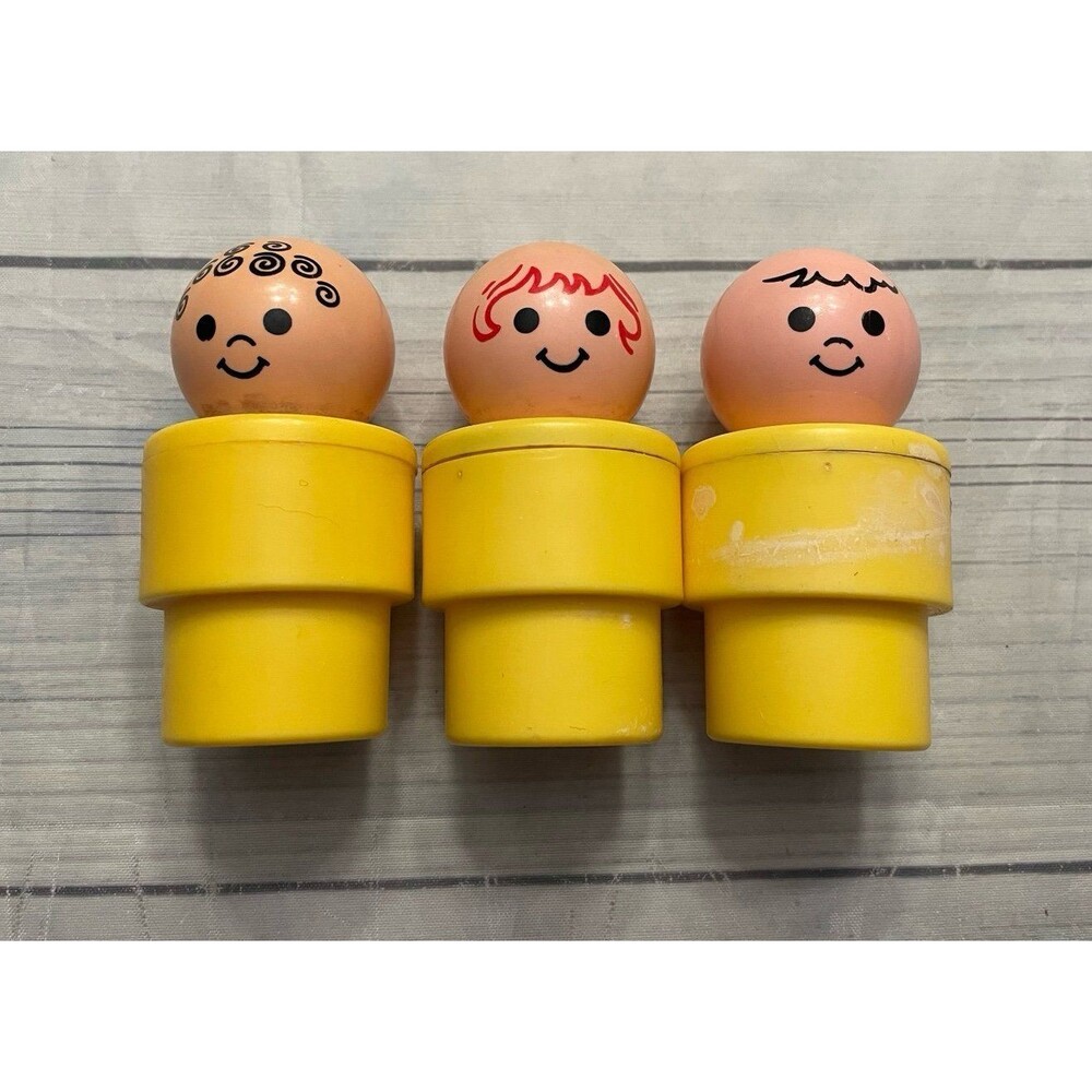 Three Vintage Vtg 1974 Fisher Price Jumbo Chunky Little People